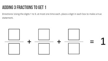 Adding fractions to get 1 Image